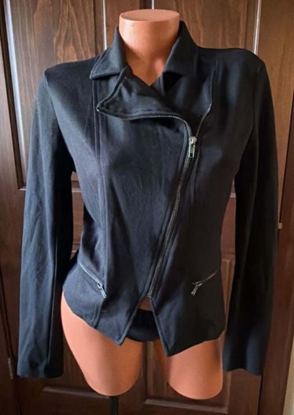 Disney Beauty and the Beast Women's Black Asymmetrical Zip Moto Jacket